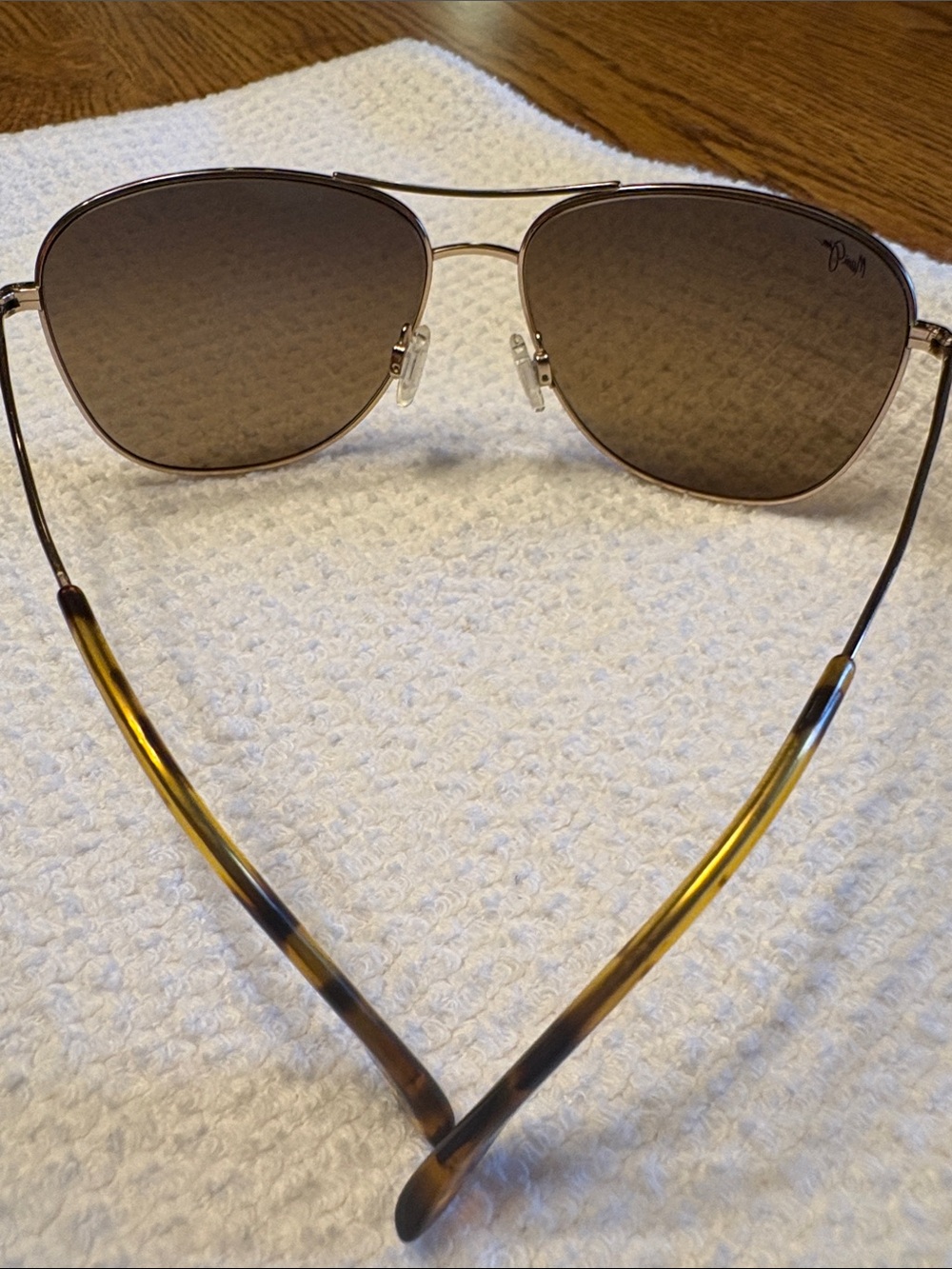 Maui Jim Cliff House Gold Titanium Frame Brown Lens Aviator Sunglasses - Picture 5 of 10